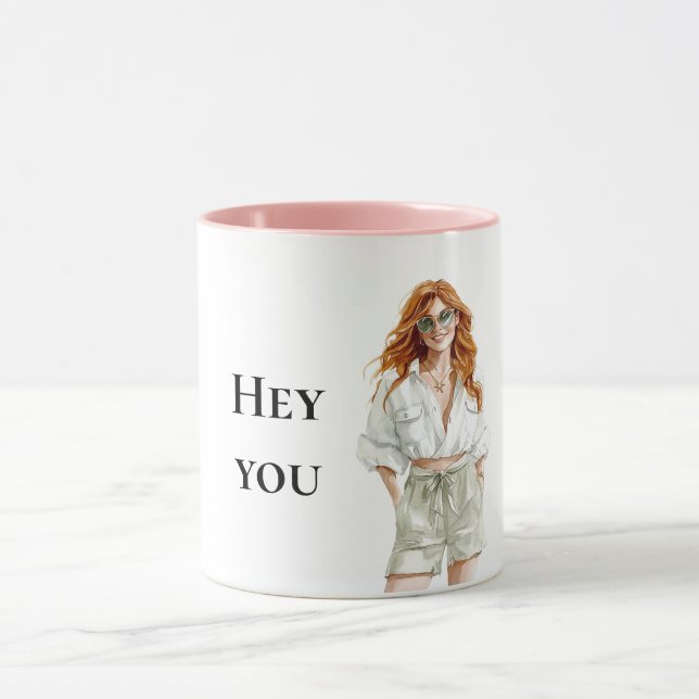 Taza Señora del cabello rojo de verano Hey Cita (Centro)