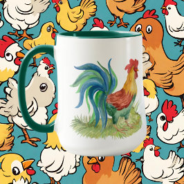 Taza señora loca de gallos añada texto