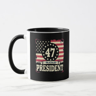 Taza Señora Presidenta Bandera estadounidense 47 harris