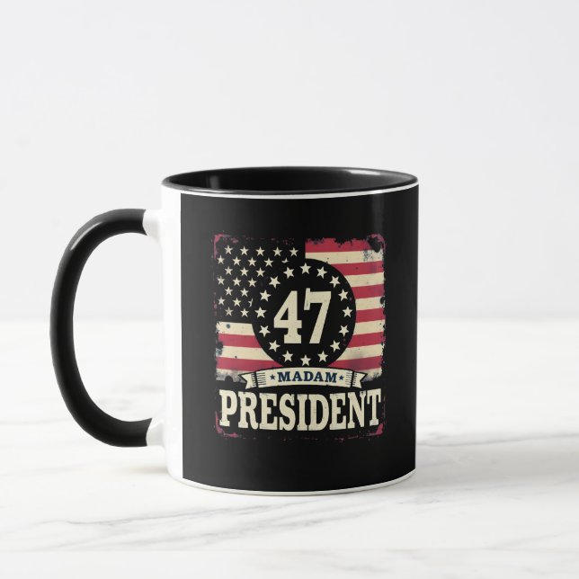 Taza Señora Presidenta Bandera estadounidense 47 harris (Izquierda)