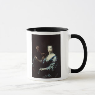 Taza Señora que juega un spinet y un flautista