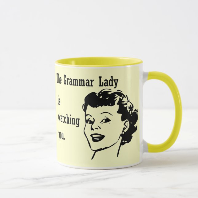 Taza Señora Watching Mugs de la gramática (Derecha)