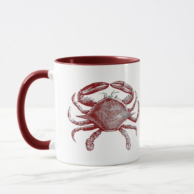 Taza Sensación de Crabby Red Pencil Ocean Crab Art (Izquierda)