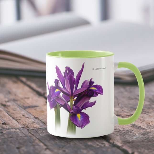 Taza Sensación Púrpura Iris Holandesa (Dutch Iris Purple Sensation 11 oz Coffee Mug Cover Photo.)
