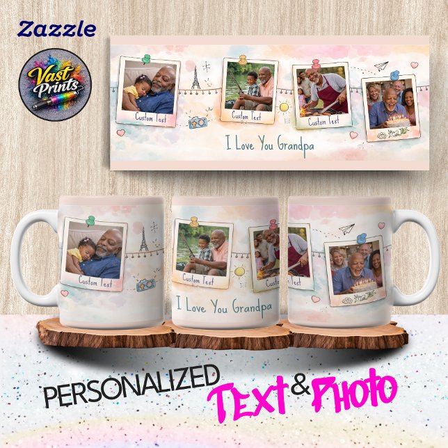 Taza Sentimental Grandpa Family Memories Photo Collage (Sentimental Grandpa Family Memories Photo Collage Mug)