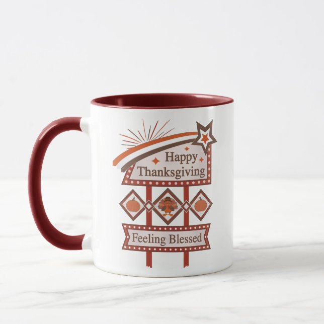 Taza Sentimiento de Acción de Gracias Feliz Bendito Let (Izquierda)