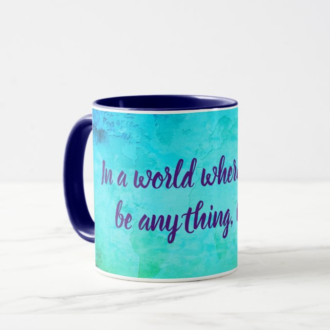 Taza Ser amable de citar inspirador verde azul (Anverso izquierdo)
