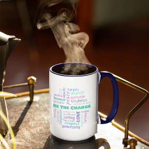 Taza Ser la nube de palabras positiva de cambio