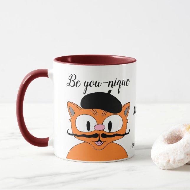 Taza Ser Personalizado personalizado Mustache Cat (Con donut)