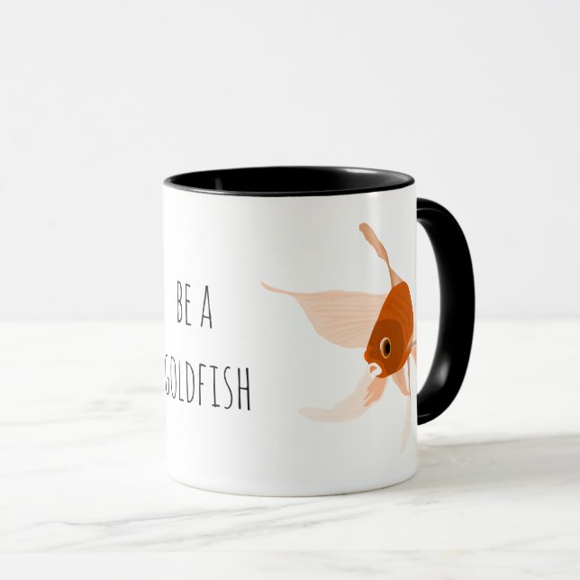 Taza ser un ilustracion negro naranja de pez dorado (Anverso derecho)