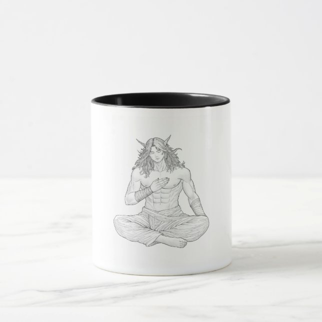 Taza Serene Elf Warrior | Fantasy Anime Character Art (Centro)