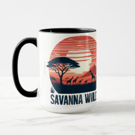 Taza Serene Orange Retro Giraffe Savanna Wilds