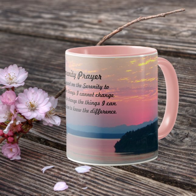 Taza Serenity Prayer Pink Seascape Sunset (In Situ Table)