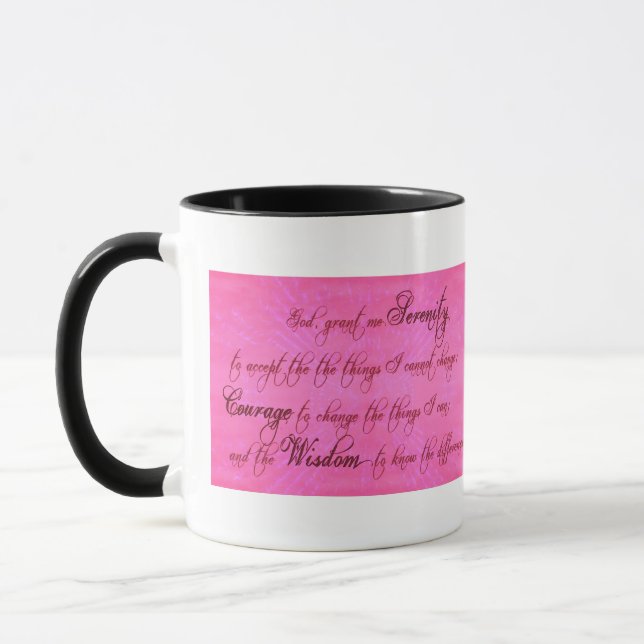 Taza Serenity Prayer Ringer Mug, Magenta Pink (Izquierda)