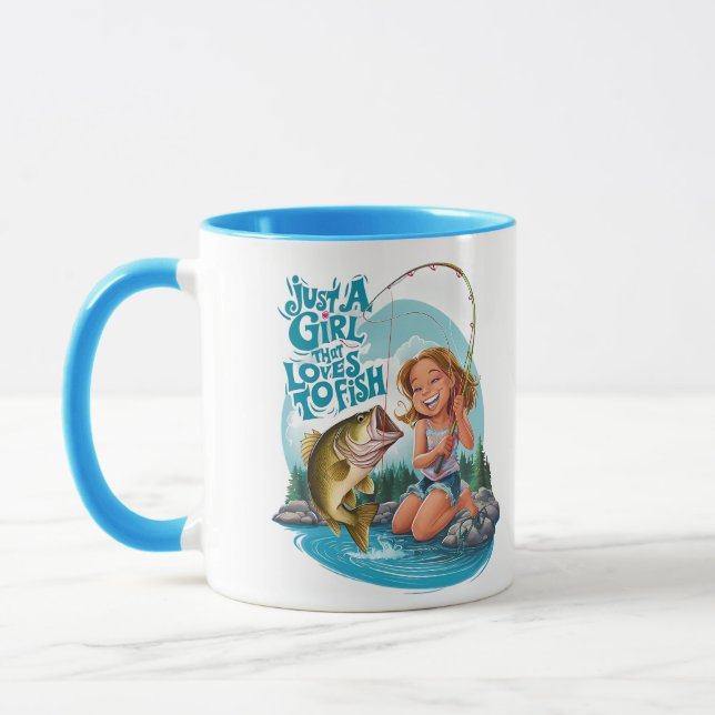 Taza Serenitys Catch: Chicas pescando en una roca (Izquierda)