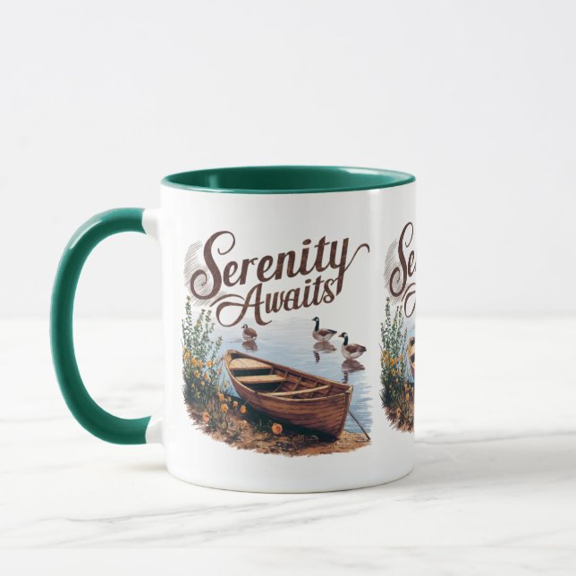 Taza Sereno lago con gansos y flores silvestres (Izquierda)