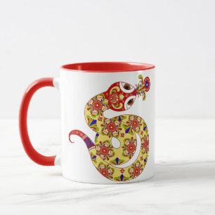 Taza Serie colorida de la serpiente china del zodiaco