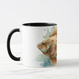 Taza Serie de Acuarela: Lenguado/Pez Plano