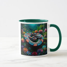 Taza Serpent coloré dans une jungle fleurie.