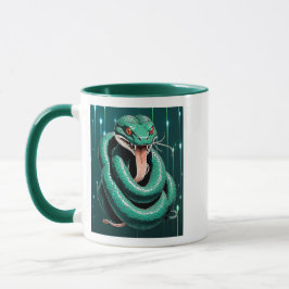 Taza Serpent Vert aux Yeux Rouges.