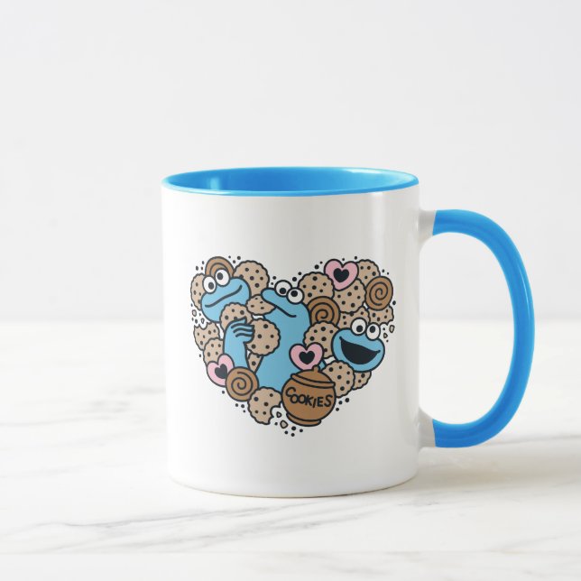 Taza Sésamo | Cookie Monster Doodle Heart (Derecha)