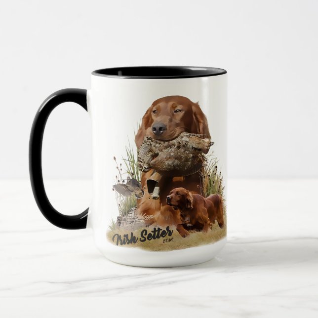 Taza Setter irlandés, caza de Woodcock, arte (Izquierda)