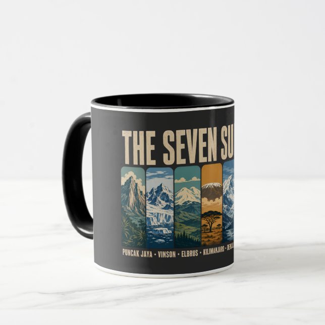 Taza Seven Summits Mountain Landmarks Illustration (Anverso izquierdo)