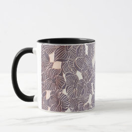 Taza Sgraffito negro floral