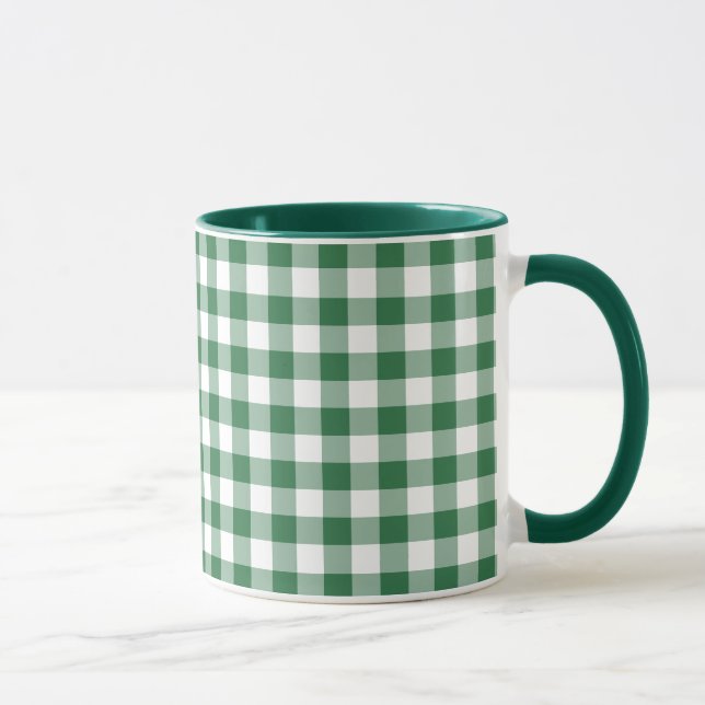 Taza Shamrock Green and White Check Gingham Mug (Derecha)