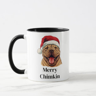 Taza Shar Pei Perro Sombrero de Santa Navidad
