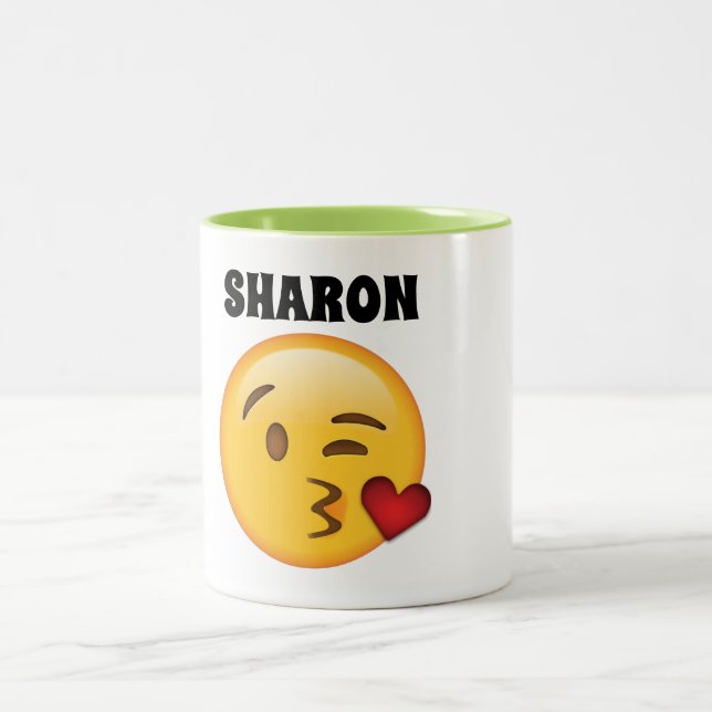 Taza Sharon-Personalizada de la emoji (Centro)