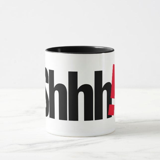 Taza Shhh! Letter Print Mug - Minimalist Coffee Cup! (Centro)