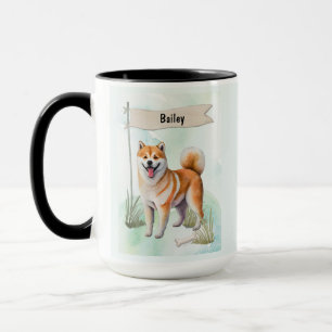 Taza Shiba Inu Acuarela Perro Personalizado
