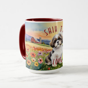 Taza Shih Tzu Cuppy Flower Field Combo Mug