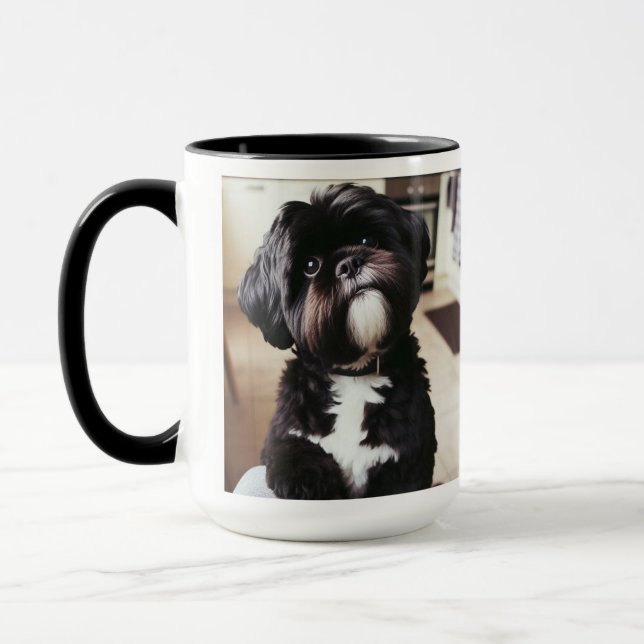 Taza Shih Tzu negro que puedo explicar a los Navidades  (Izquierda)