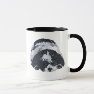 Taza Shih Tzu Negro y Blanco