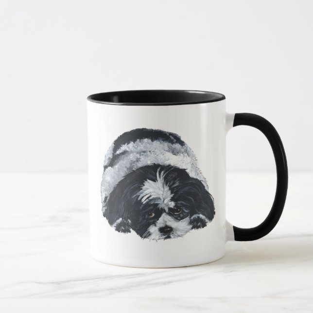 Taza Shih Tzu Negro y Blanco (Derecha)