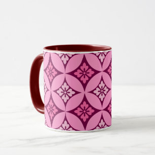 Taza Shippo con motivos florales, rosa y borgoñona