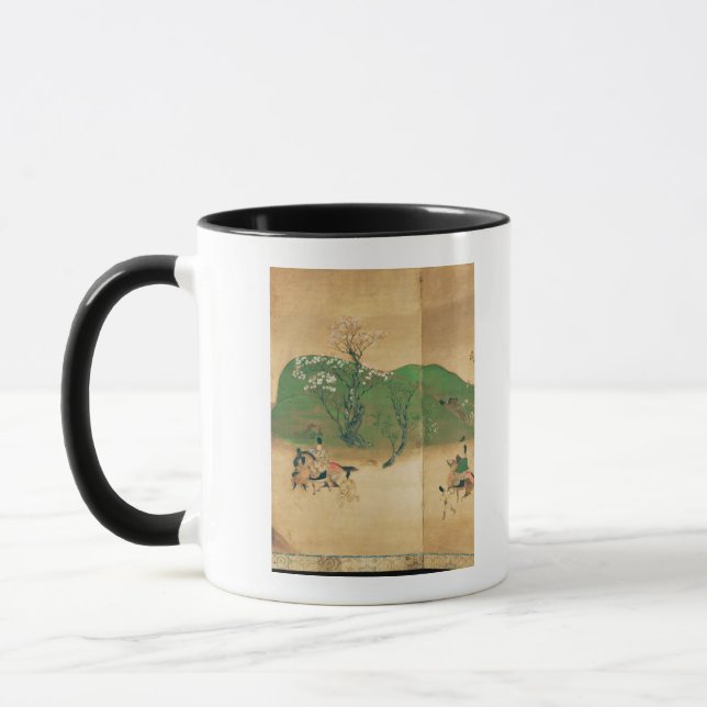 Taza Shogún que viaja en la primavera, período de Edo (Izquierda)