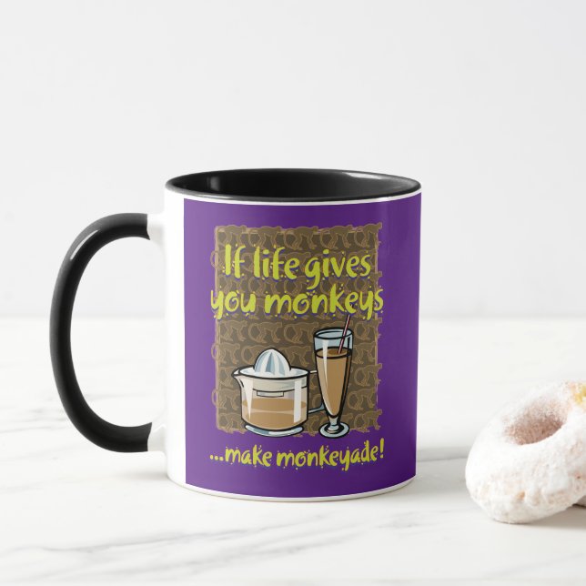 Taza Si la vida te da monos Purple BG (Con donut)