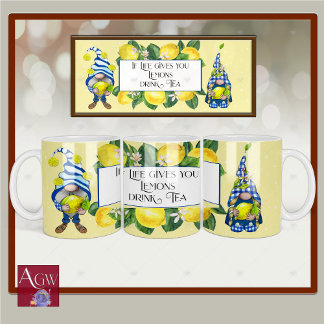 Taza Si live te da limones gnomos amarillo azul