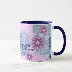 Taza sí, lo que sea... denim blue y pink teen young mug