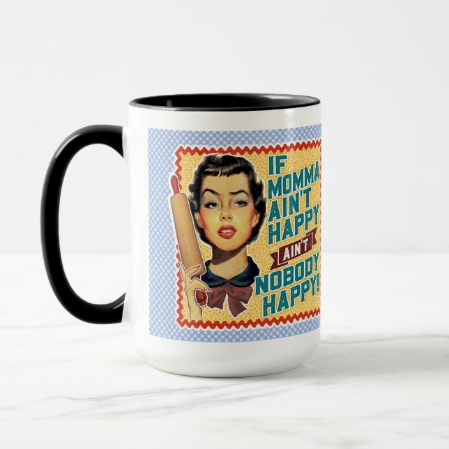 Taza Si mamá no es feliz retro ama de casa (Izquierda)