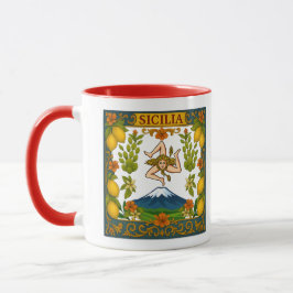 Taza Sicilia Mt.Etna Trinacria Design Mug