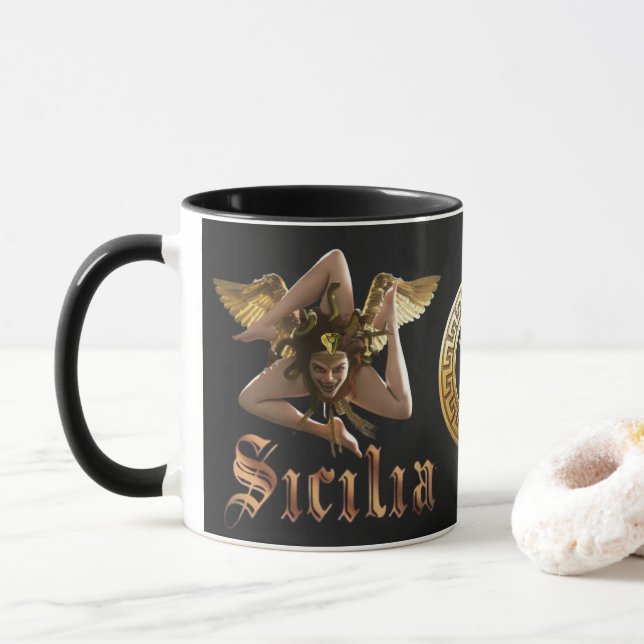 Taza Sicilia / Sicilia Trinacria Medusa Gift Mug (Con donut)