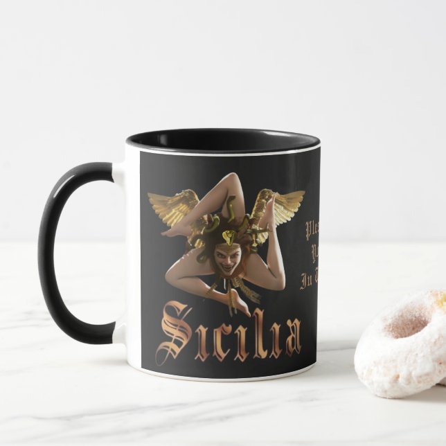 Taza Sicilia / Sicilia Trinacria Mug de regalo personal (Con donut)