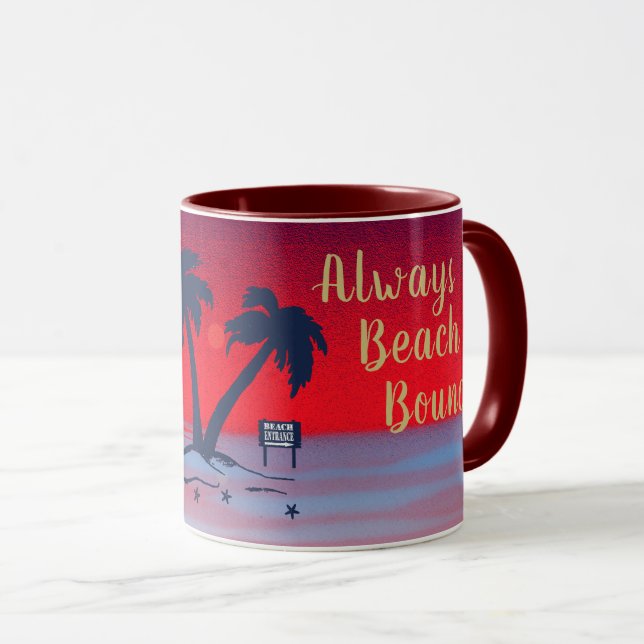 Taza ¡Siempre A La Playa! Morado rojizo (Anverso derecho)