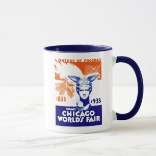 Taza Siglo 1933 de la feria de mundo del progreso,