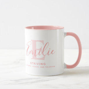 Taza Significado de nombre emilio y texto rosa suave mo