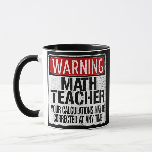 Taza Signo de advertencia del profesor de matemáticas d (Izquierda)